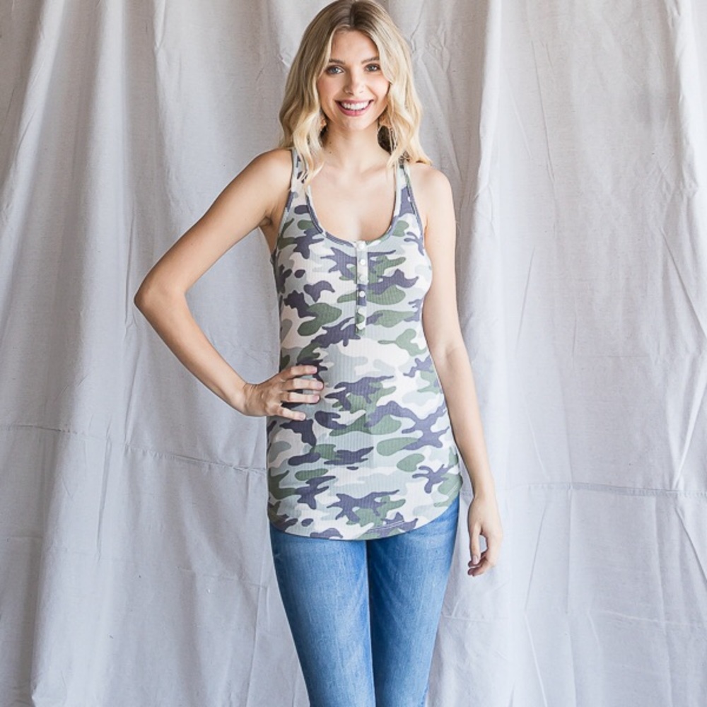 Women’s Casual Olive Camo Racerback Tank
